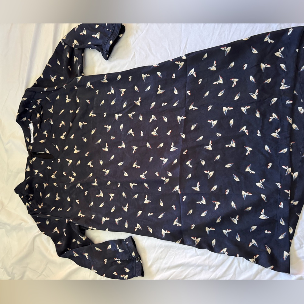 Navy patterned straight dress